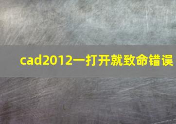 cad2012一打开就致命错误