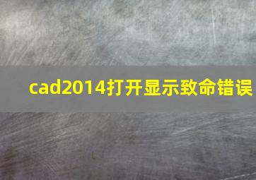 cad2014打开显示致命错误