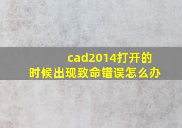 cad2014打开的时候出现致命错误怎么办