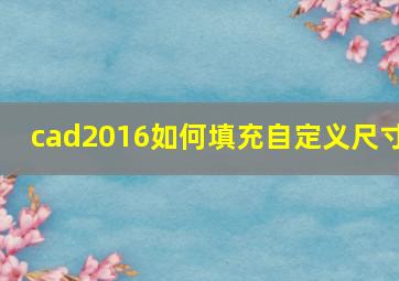 cad2016如何填充自定义尺寸