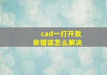 cad一打开致命错误怎么解决