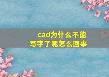 cad为什么不能写字了呢怎么回事