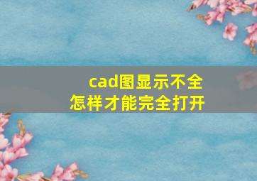 cad图显示不全怎样才能完全打开