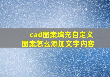 cad图案填充自定义图案怎么添加文字内容