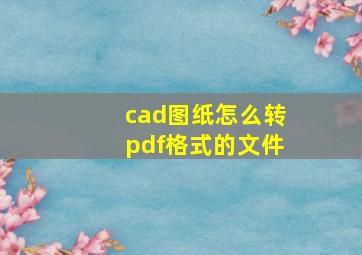 cad图纸怎么转pdf格式的文件