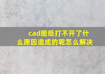 cad图纸打不开了什么原因造成的呢怎么解决