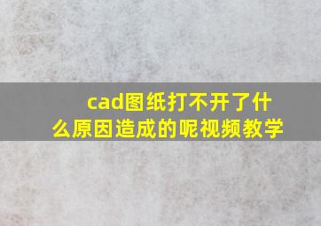 cad图纸打不开了什么原因造成的呢视频教学