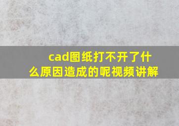 cad图纸打不开了什么原因造成的呢视频讲解