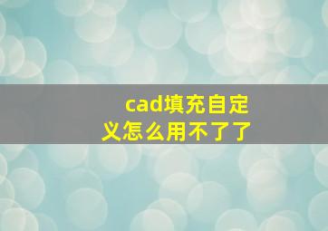 cad填充自定义怎么用不了了