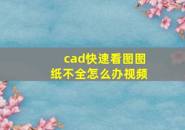 cad快速看图图纸不全怎么办视频