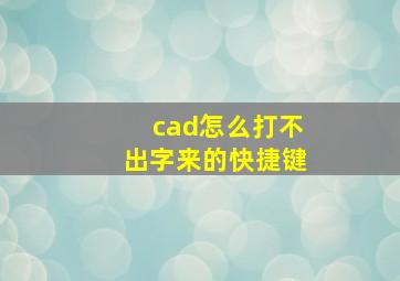 cad怎么打不出字来的快捷键