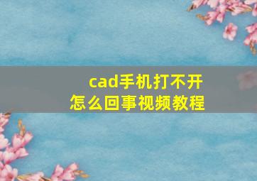 cad手机打不开怎么回事视频教程