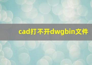 cad打不开dwgbin文件