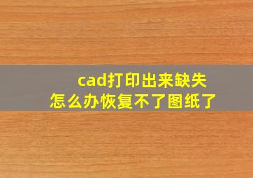 cad打印出来缺失怎么办恢复不了图纸了