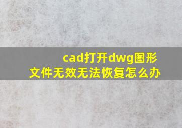 cad打开dwg图形文件无效无法恢复怎么办