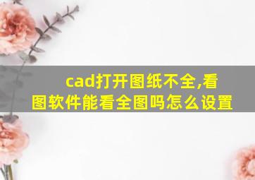 cad打开图纸不全,看图软件能看全图吗怎么设置