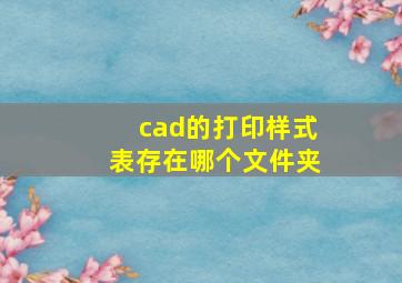 cad的打印样式表存在哪个文件夹