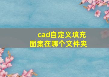 cad自定义填充图案在哪个文件夹