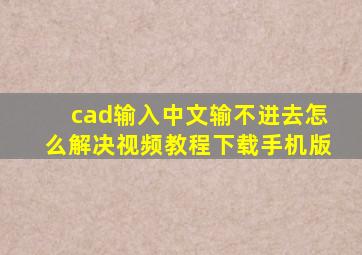 cad输入中文输不进去怎么解决视频教程下载手机版