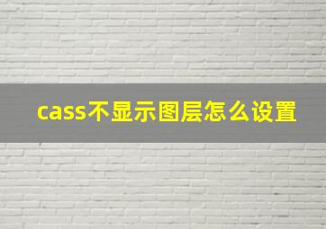 cass不显示图层怎么设置