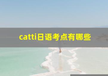 catti日语考点有哪些