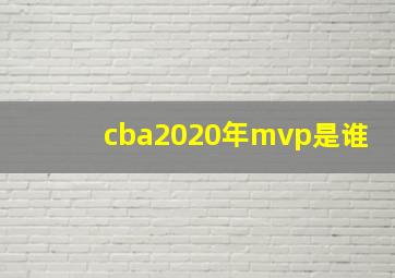 cba2020年mvp是谁