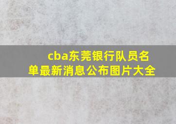 cba东莞银行队员名单最新消息公布图片大全