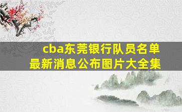 cba东莞银行队员名单最新消息公布图片大全集