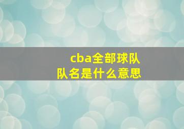 cba全部球队队名是什么意思