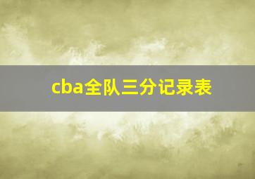 cba全队三分记录表