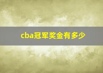 cba冠军奖金有多少