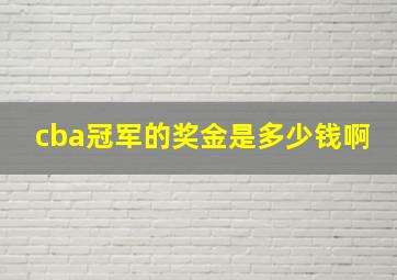 cba冠军的奖金是多少钱啊