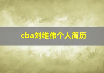 cba刘维伟个人简历