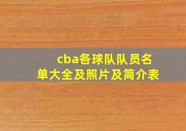 cba各球队队员名单大全及照片及简介表