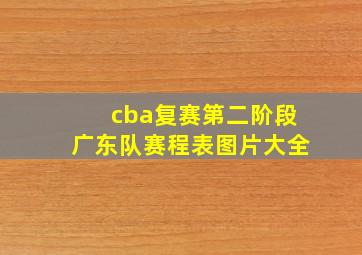 cba复赛第二阶段广东队赛程表图片大全