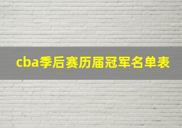 cba季后赛历届冠军名单表