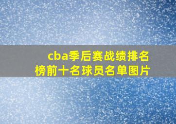 cba季后赛战绩排名榜前十名球员名单图片