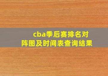 cba季后赛排名对阵图及时间表查询结果