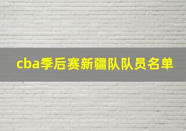 cba季后赛新疆队队员名单