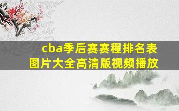 cba季后赛赛程排名表图片大全高清版视频播放