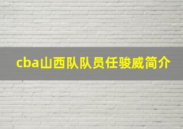 cba山西队队员任骏威简介