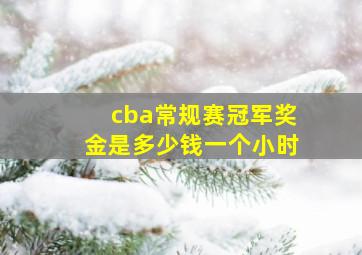 cba常规赛冠军奖金是多少钱一个小时