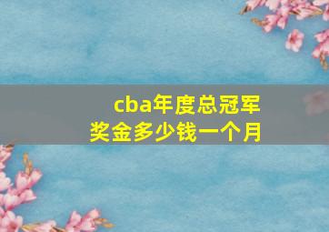 cba年度总冠军奖金多少钱一个月