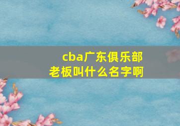 cba广东俱乐部老板叫什么名字啊