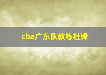 cba广东队教练杜锋