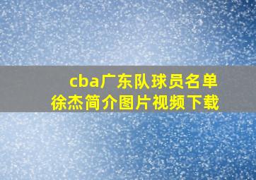 cba广东队球员名单徐杰简介图片视频下载