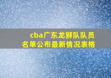 cba广东龙狮队队员名单公布最新情况表格