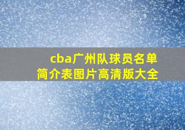 cba广州队球员名单简介表图片高清版大全