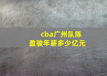 cba广州队陈盈骏年薪多少亿元