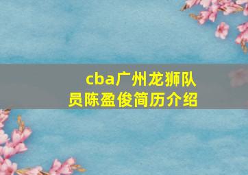 cba广州龙狮队员陈盈俊简历介绍